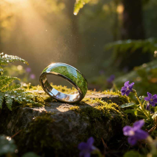 Aurora Inlay Ring – Modern Stainless Steel Band