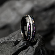 Nova Opal Ring – Galaxy Inlay Stainless Steel Band