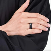 Nova Opal Ring – Galaxy Inlay Stainless Steel Band